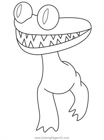 Cyan Chasing Rainbow Friends Coloring Page