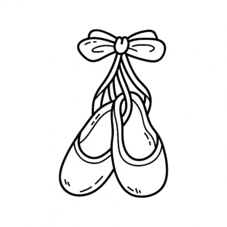 Coloring page with doodle ballet shoes