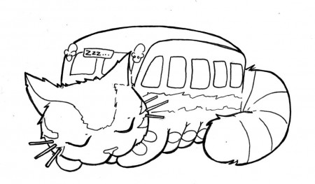 Totoro Sleeping Catbus Coloring Page - Get Coloring Pages