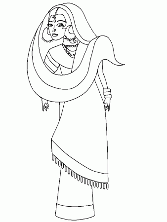 Printable India Sari Countries Coloring Page | Coloring Pages 4 Free