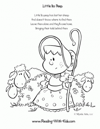 Nursery Rhyme Little Bo peep Coloring Pages for kids | coloring pages