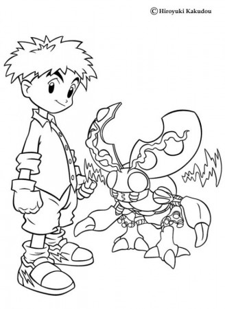 DIGIMON coloring pages - Matt and Gabumon