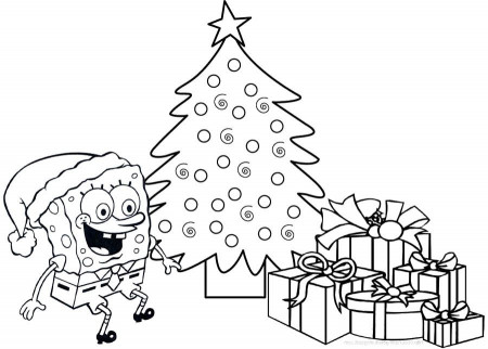 Spongebob Have A Gift In The Christmas Coloring Page 