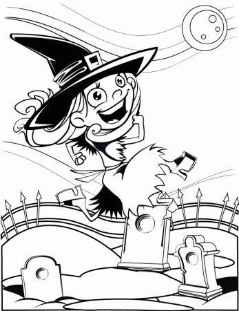 Girl Witch - Free Printable Coloring Pages