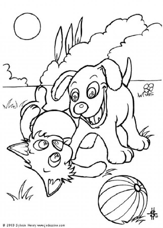 Coloring Pages Of Dogs And Cats Images & Pictures - Becuo