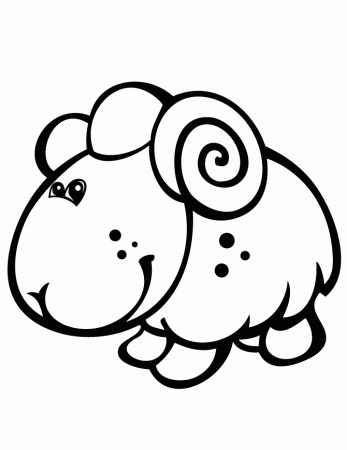 Cute Smiling Sheep Coloring Page | Free Printable Coloring Pages