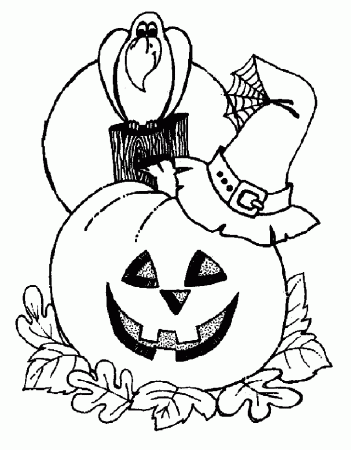 Halloween Pumpkin and Bird Coloring Pages – Free Halloween 