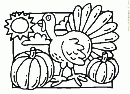 printable coloring page turkey pumpkin color food fruits