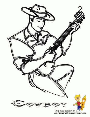 Cowboy Picture Coloring | Free | USA Coloring | Cowboy Coloring 