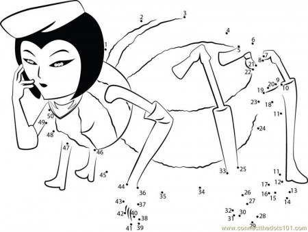 Connect the Dots Miss Spider Beauty (Cartoons > Miss Spider) - dot 
