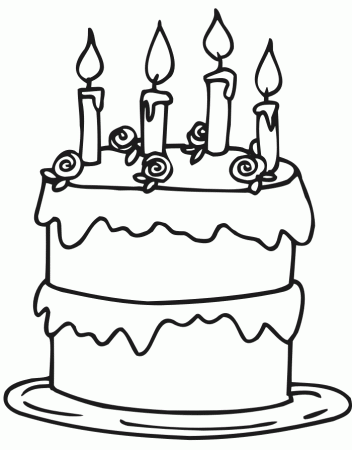 Birthday Cakes: Simple Birthday Cake Coloring Page