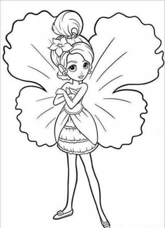 Flower Barbie Thumbelina Coloring Page Coloringplus 122662 