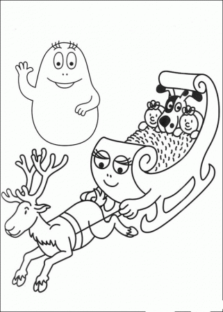 Coloriage de Les barbapapa, dessin Le traineau barbapapa à colorier