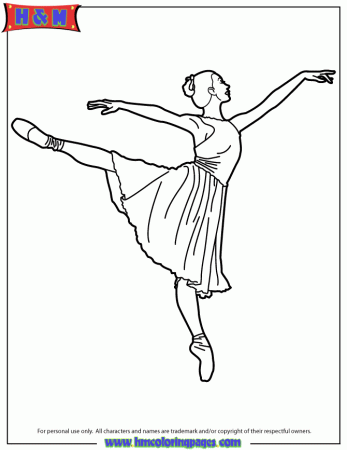 Ballerina Dancing In Tutu Dress Coloring Page | Free Printable 