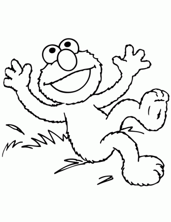 Elmo On Grass Coloring Page | HM Coloring Pages