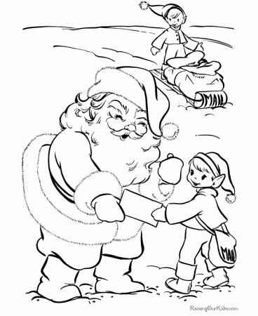 Free Santa and Elf Christmas Coloring Pages