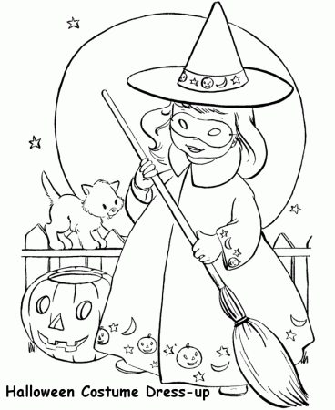 Halloween Witch Coloring Pages - Little Girl Halloween Witch 