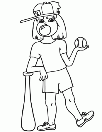 girl softball player Colouring Pages (page 2)