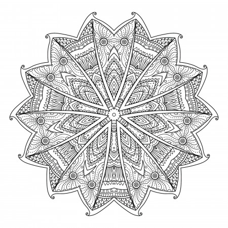 Difficult Mandala with flowers - Difficult Mandalas (for adults)