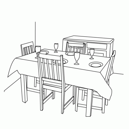Drawing Dinning room #63708 (Buildings and Architecture) – Printable coloring  pages