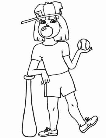 girls softball coloring pages - Clip Art Library