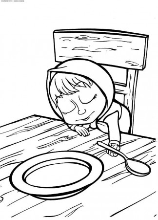 Masha and the Bear Falling Asleep Coloring Pages | Color Luna