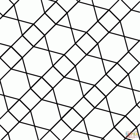 Geometric Tessellation with Hexagon, Triangle and Square coloring page |  Free Printable Coloring Pages