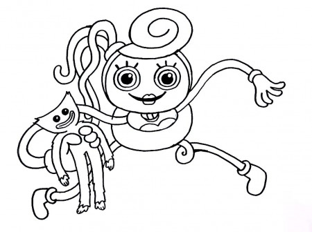 Coloriage Mommy tient Huggy Wuggy Imprimer Gratuit
