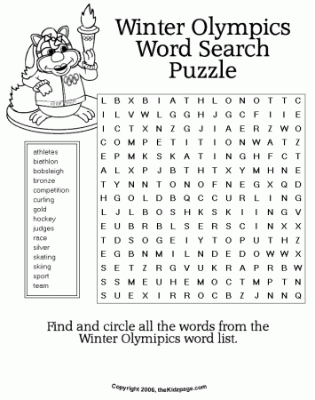 Winter Olympics Word Search Puzzle Sheet - Free Coloring Pages for ...