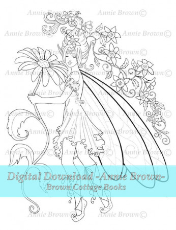 Fairies Coloring Page Fantasy Art Printable Download Line - Etsy Israel