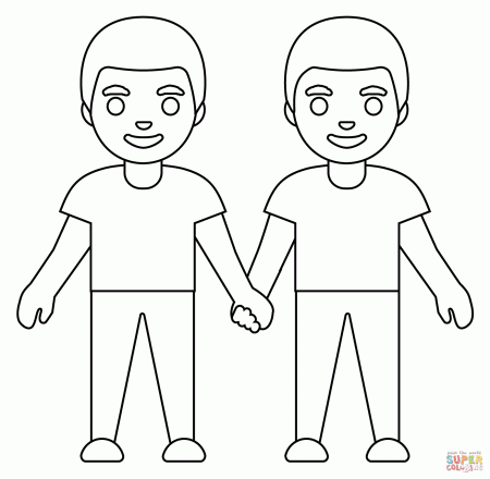 Men Holding Hands Emoji coloring page | Free Printable Coloring Pages