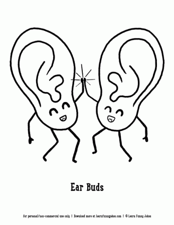 Funny coloring pages for kids - Ear buds — Learn Funny Jokes
