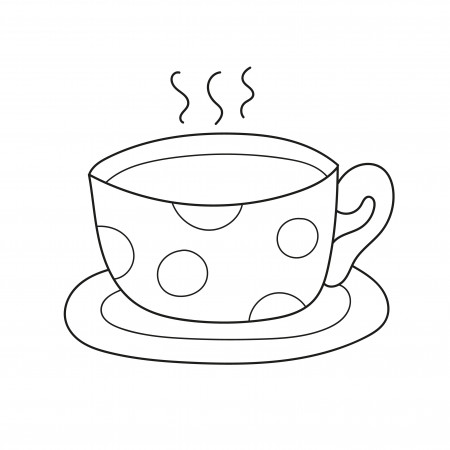 Simple coloring page. Coloring book for children. A mug with polka dots  pattern 4597943 Vector Art at Vecteezy