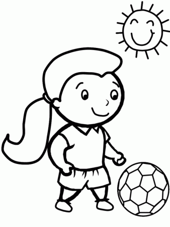 Little Girl Play Soccer Coloring Pages For Kids | Coloring Pages ...