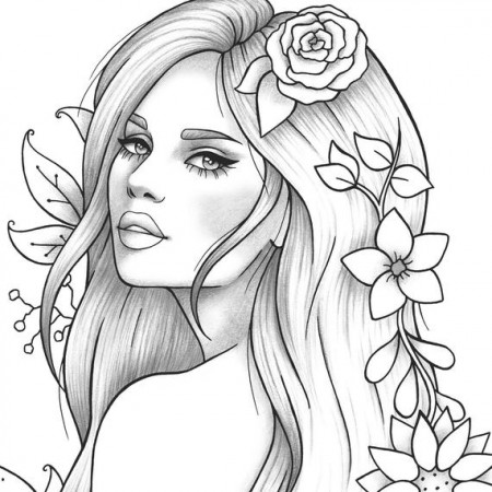 Printable Coloring Page Girl Portrait and Clothes Colouring - Etsy Ireland