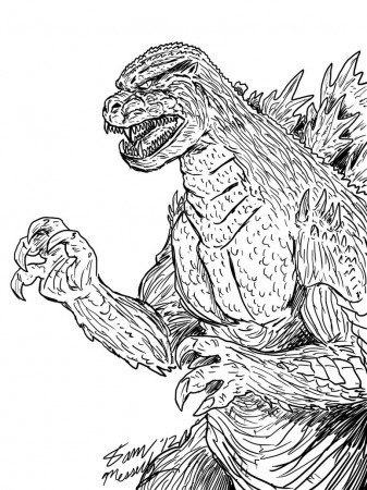 godzilla coloring comes - Clip Art Library