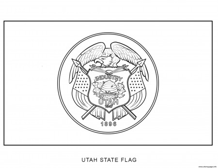 Utah Flag US State Coloring Pages Printable
