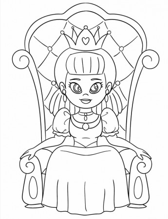 Queen on Throne Coloring Page - Free Printable Coloring Pages for Kids