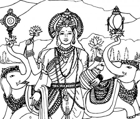 Downloadable Digital Art Coloring Page Goddess Lakshmi - Etsy Hong Kong