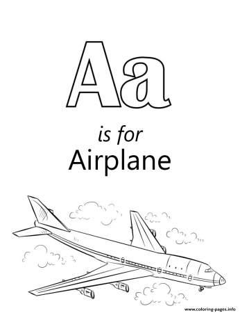 Letter A Is For Airplane Travel Coloring Pages Printable