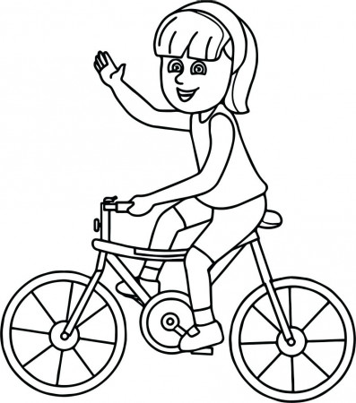 A Girl Riding A Bike Coloring Page - Free Printable Coloring Pages ...