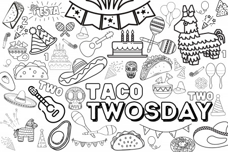 Huge Printed Taco Twosday Coloring Poster for Kids Adults - Etsy