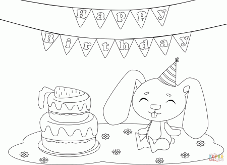 Birthday Rabbit coloring page | Free ...