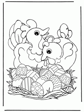 EASTER COLOURING: EASTER EGGS AND HENS COLORING SHEETS