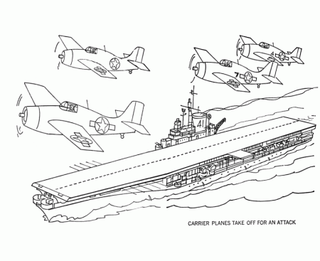 Armed Forces Day Coloring Pages | US Navy aircraft carrier WW-II coloring  page sheet for PreK Kids | HonkingDonkey