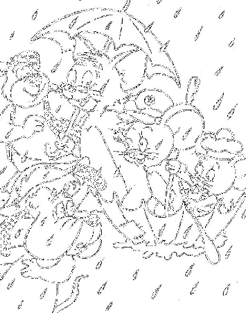 Mickey in a Rainy Day Coloring Page | Kids Coloring Page