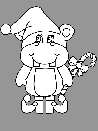 Hippo Christmas Coloring Pages & Coloring Book