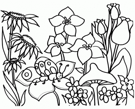Flowers Coloring Pages : Bees Flower Coloring Page Kids Coloring Art
