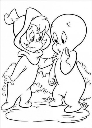 Cartoon: Wonderful Casper And Gf Coloring Page Coloringplus 