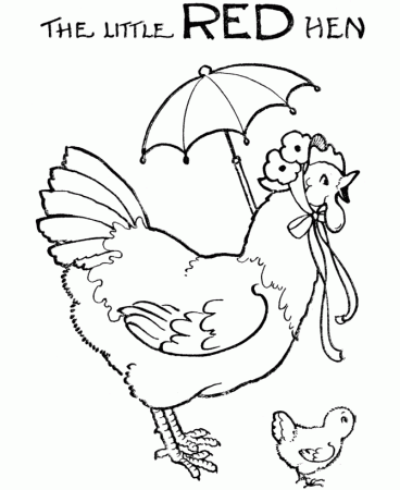 BlueBonkers: Nursery Rhymes Coloring Page Sheets - Little Red Hen 